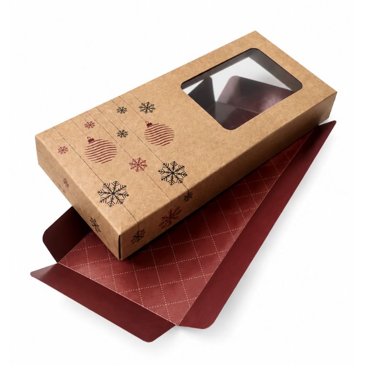 Caja de turron kraft con ventana 20x9x3 cm (pack 25 un) dibujo